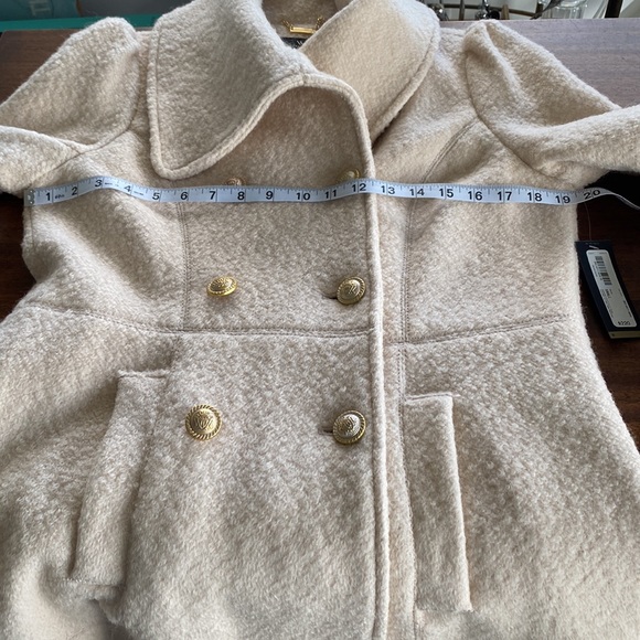 Women’s Worthington Ivory Short Overcoat. Sz S Double breasted - gold buttons. - Picture 7 of 13